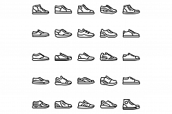 Sneakers icons set, outline style Product Image 1