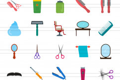 50 Barbers Tools Flat Multicolor Icons Product Image 2