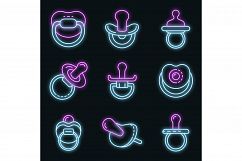 Pacifier icons set vector neon Product Image 1