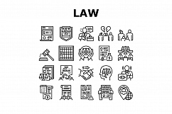 Law Justice Dictionary Collection Icons Set Vector Product Image 1