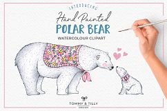 Hand Painted Watercolour Polar Bear - Clipart PNG Product Image 1