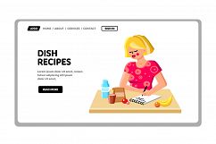 Dish Recipes Woman Writing In Notebook Vector Product Image 1