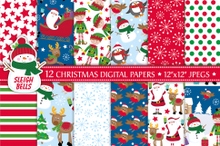 Christmas digital papers,Christmas patterns, Santa, Elf Product Image 1