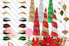 Christmas Unicorn Faces Clipart Product Image 4
