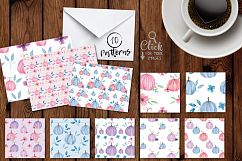 Pumpkin Huge Kit Pink Blue Watercolor Clipart Fall Package Product Image 4