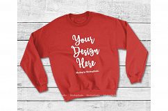 Red Sweatshirt Mock Up, Unisex Sweatshirt Flat Lay Display Product Image 1