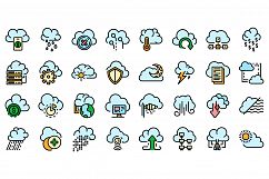 Cloud icons set vector flat Product Image 1