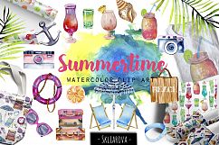 Summertime. Watercolor clip art. Product Image 1