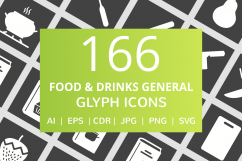 166 Food &amp; Drinks General Glyph Inverted Icons Product Image 1