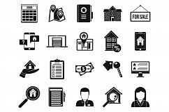 City realtor icons set, simple style Product Image 1