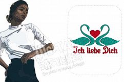 Ich Liebe Dich Swan Machine Embroidery Design 3 Sizes Product Image 2