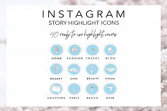 40 Instagram Story Highlights Icons in Blue, Hand Drawn Product Image 1