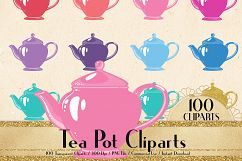 100 Tea Pot Clip Arts, Tea Time, Tea Party, Princess Tea Pot Product Image 1