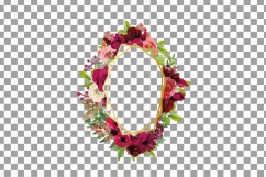 Boho bordo floral frames watercolor clip art pack, burgundy Product Image 10