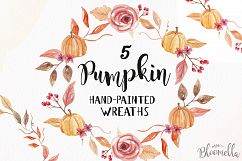Fall Pumpkin Harvest Festival Watercolor Clipart Wreaths Gar Product Image 1