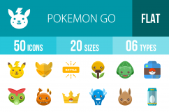 50 Pokemon Go Flat Multicolor Icons Product Image 1