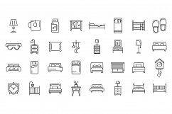 Bedroom icons set, outline style Product Image 1