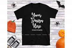Halloween Fall Black Tshirt Mock Up, Gildan 64000 Flat Lay Product Image 1