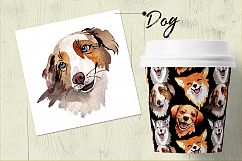 Dogs barking new year PNG watercolor set Product Image 2