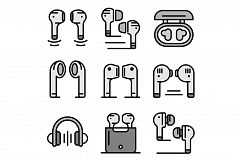 Wireless Earbuds icons set vector flat Product Image 1