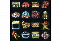 Sushi roll icons set vector neon Product Image 1