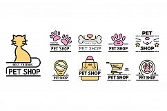 Pet store icons set line color vector Product Image 1