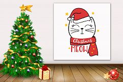 Christmas Cat in Santa Hat SVG Clipart Dxf Vector Printable Product Image 2