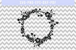Flower Wreath SVG Cut File, Laurel Papercut, DXF, PDF, PNG Product Image 4
