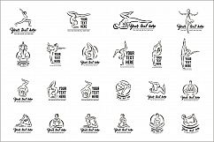 Set of yoga pose woman silhouettes in a linear sketch style. Product Image 2