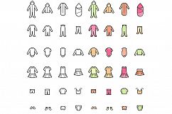 Baby Clothes Line Icons Set Product Image 6
