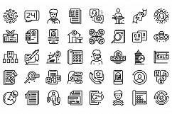 Agent icons set, outline style Product Image 1