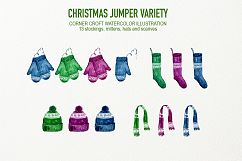 Hand Painted Watercolor Christmas Jumpers Variety Clipart Product Image 3