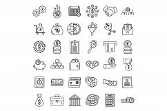 Credit union bank icons set, outline style Product Image 1