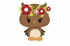 Owl with a Halo of Flowers ~ Machine Embroidery Design in 2 sizes - Instant Download Product Image 1