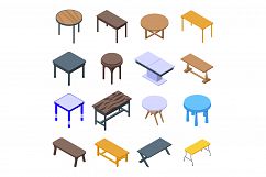 Table icons set, isometric style Product Image 1