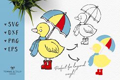 Hand Drawn Rainy Day Duckling - Clipart &amp; Cut File PNG SVG Product Image 2