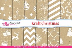 Kraft Christmas Digital Paper Product Image 1