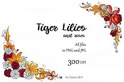 Tiger Lilies &amp; Roses - clip-art Product Image 4