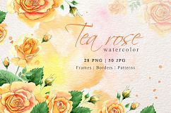 Watercolor tea yellow rose png set Product Image 1