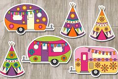Spring caravan camper and teepee tents graphics Product Image 2