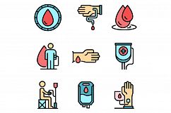Blood transfusion icons vector flat Product Image 1