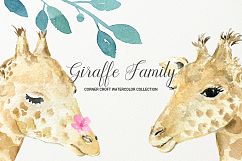 Watercolor giraffe portrait, giraffe family clipart Product Image 7