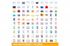 100 internet icons set, cartoon style Product Image 1