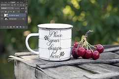 Camping tin mug mockup cup mock up metal camp enamel silver  Product Image 2