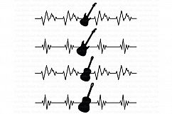 Heartbeat Electric &amp; Acoustic Guitar SVG files for Silhouette Cameo and Cricut. Product Image 1