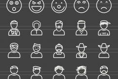 110 Avatars &amp; Emoticons Line Inverted Icons Product Image 2