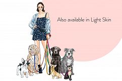 Fashion illustration - Girl with Dogs - Dark Skin Product Image 6