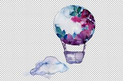 Watercolor hot air balloon PNG set Product Image 4