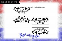 2 Split monogram cutting files with hearts, in Jpg Png SVG EPS DXF, for Cricut &amp; Silhouette, split monogram svg, split name svg, border svg Product Image 1