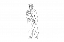 Scientist Old Man In Uniform With Folder Vector Product Image 1